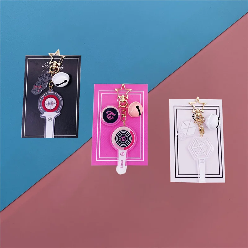 Stray Kids EXO GOT7 Seventeen Twice SJ MAMAMOO Bell Pendant Key Chain LightStick Keychain Keyring Bag Ornament