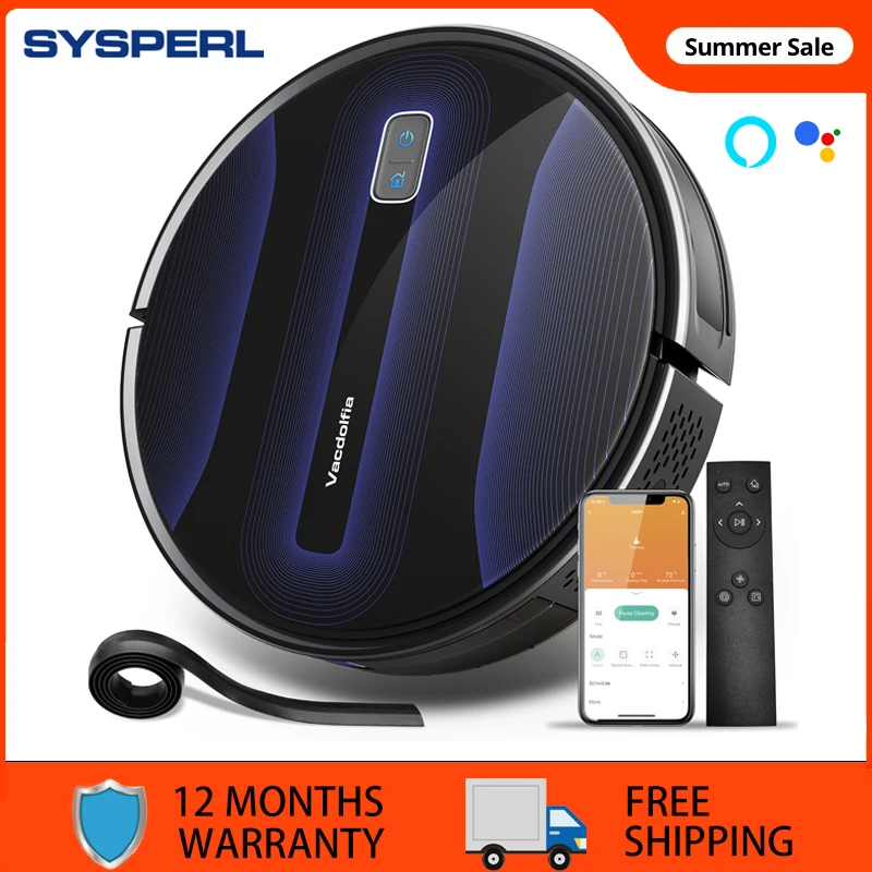 Робот-пылесос SYSPERL V40P 2600 па Wi-Fi 5 режимов  Бытовая