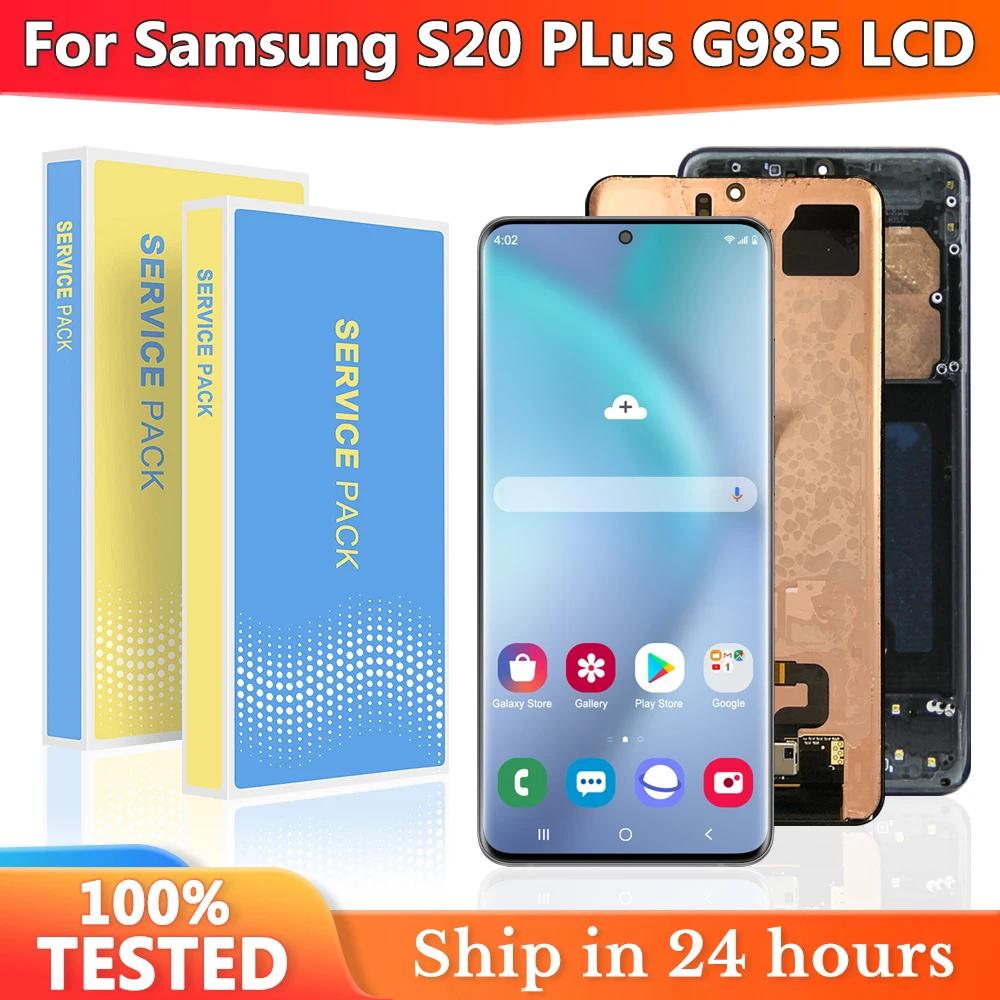 ЖК-дисплей Super AMOLED с рамкой для SAMSUNG Galaxy S20 Plus, ЖК-дисплей G985 G985F/DS, дисплей с сенсорным экраном и дигитайзером в сборе, замена
