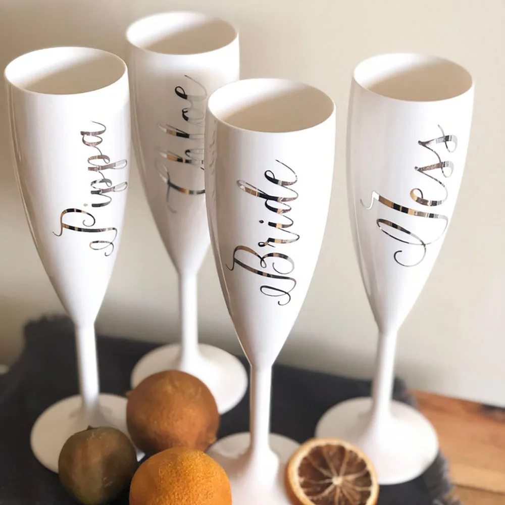 

Personalised Prosecco Flutes Wedding Custom White Acrylic Champagne Flute Bridal Party Bridesmaid Gift Party Champagne Glasses