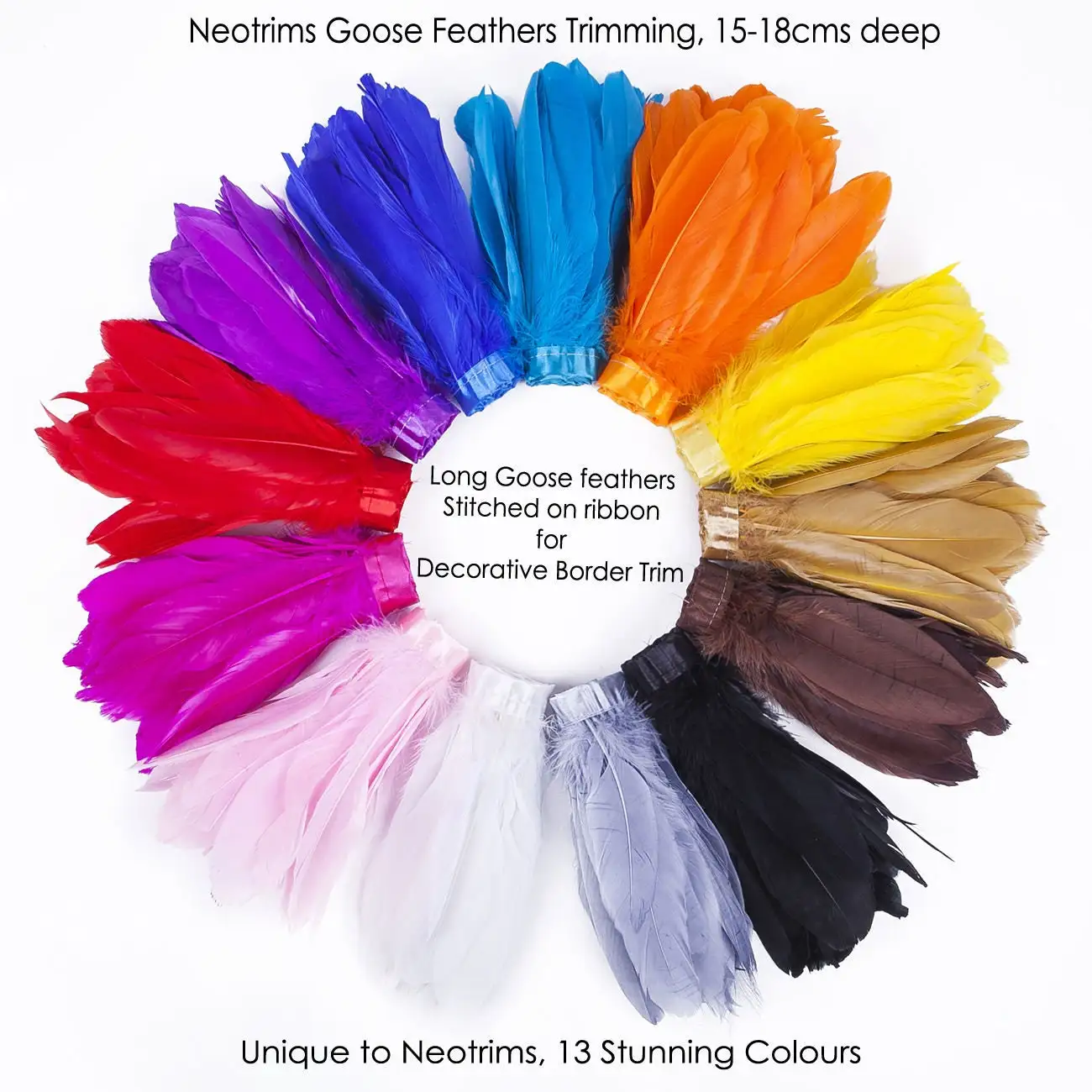 

2Meters Natural Goose Feather Trims Colored Swan Plumes Ribbons Fringes for Wedding Dress Party Clothes Sewing Decoration Crafts