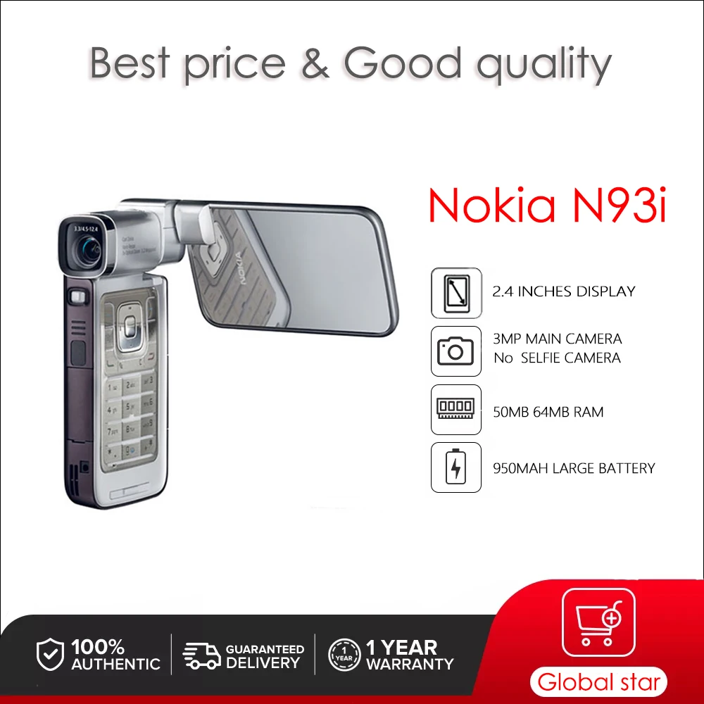 

Nokia N93i Original 2.4 inches 950mAh Mobile Phone 50MB 64MB RAM Cellphone Free Shipping High Quality