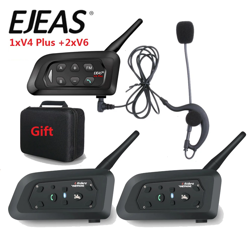 

EJEAS V4C V6 3 Users Football Referee Intercom Headset 1200M Full Duplex Bluetooth Headphone Soccer Handball Hockey Interphone