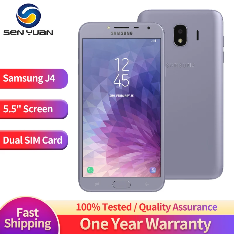 

Оригинальный сотовый телефон Samsung Galaxy J4 J400F, 4G, телефон с двумя SIM-картами, экран 5,5 дюйма, 2 Гб ОЗУ 16 Гб ПЗУ, четырехъядерный процессор Exynos 7570 13 МП + 5 МП
