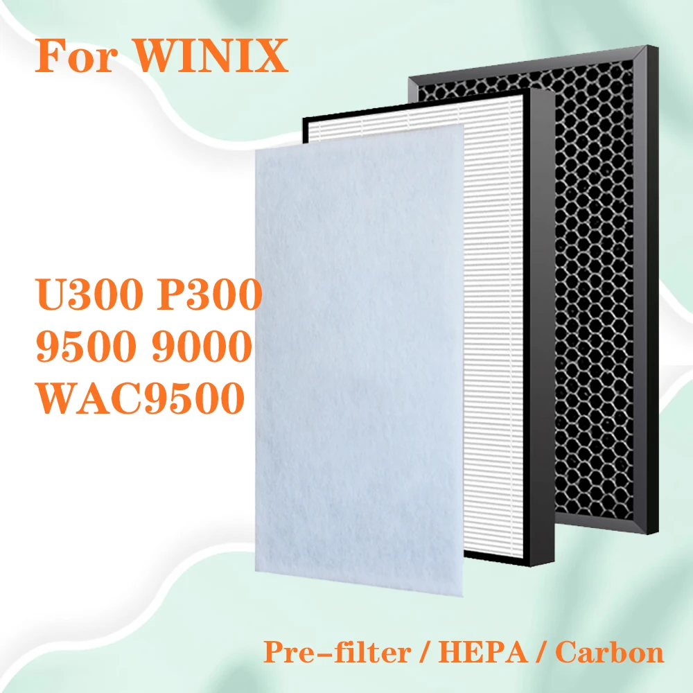 ل WINIX U300 P300 9500 9000 WAC9500 مرشح تنقية الهواء استبدال فلتر HEPA وفلتر الكربون المنشط