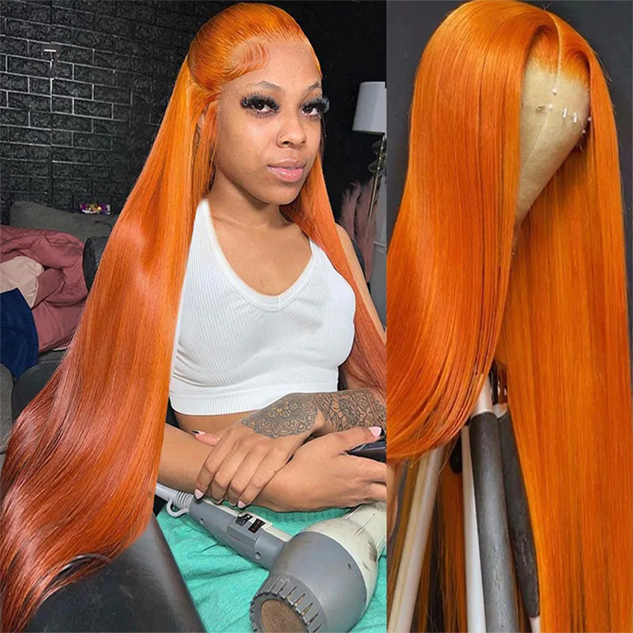 Ed Human Hair Wigs Orange Ginger Straight Lace Front Wigs Human Hair 13x4 13x6 Hd Lace Frontal Wig Brazilian Wigs On Sale