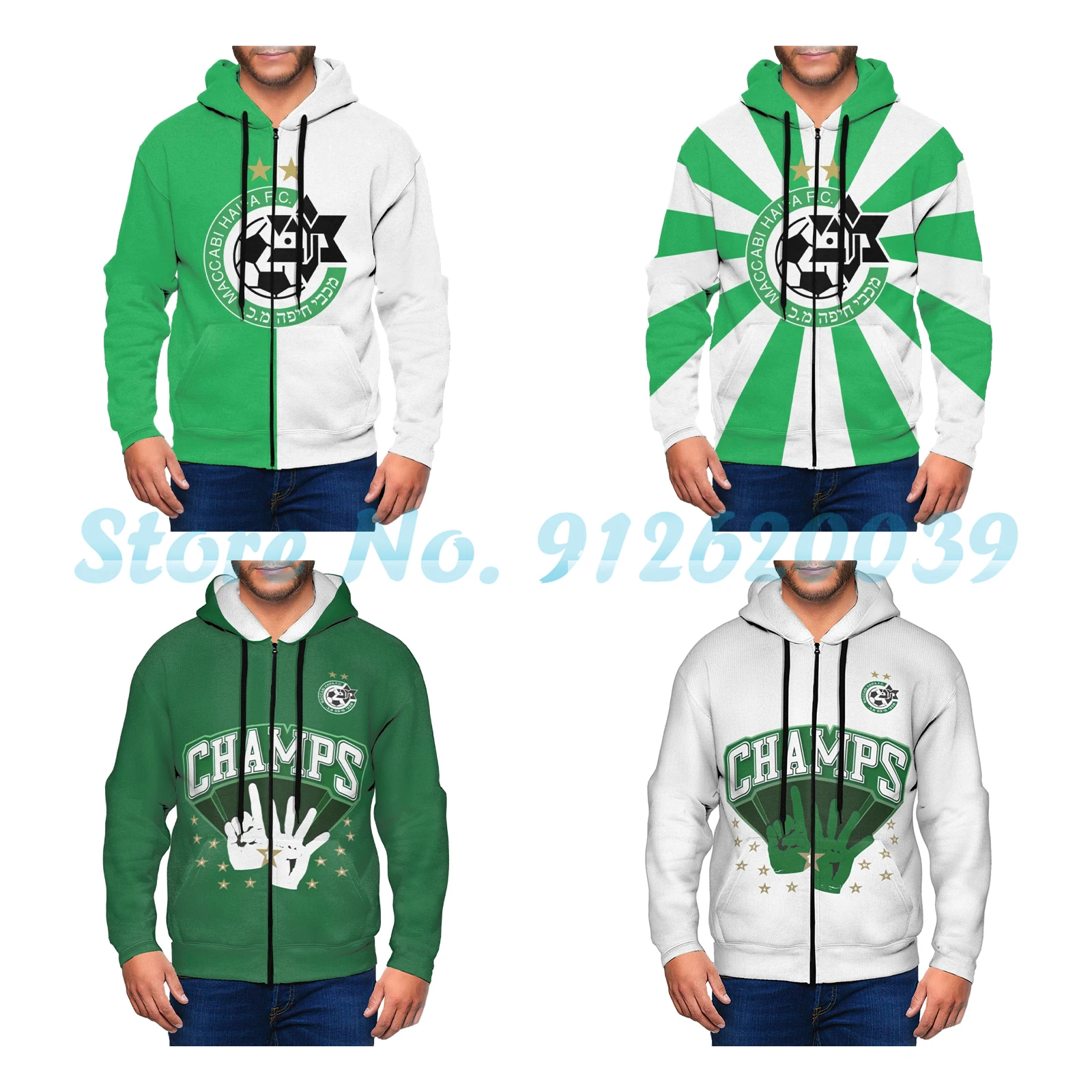 

Maccabi Haifa Men's Fleece Jacket Zip Hooded Pullover Hoodie Sweatshirt with Pocket Shirt