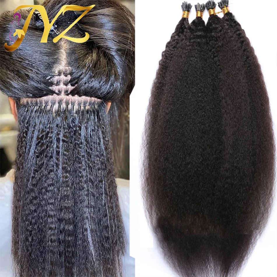 

Brazilian Afro Kinky Straight I Tip Microlinks Hair Extensions Human Hair 100% Virgin Hair For Women Yaki Bulk Hair