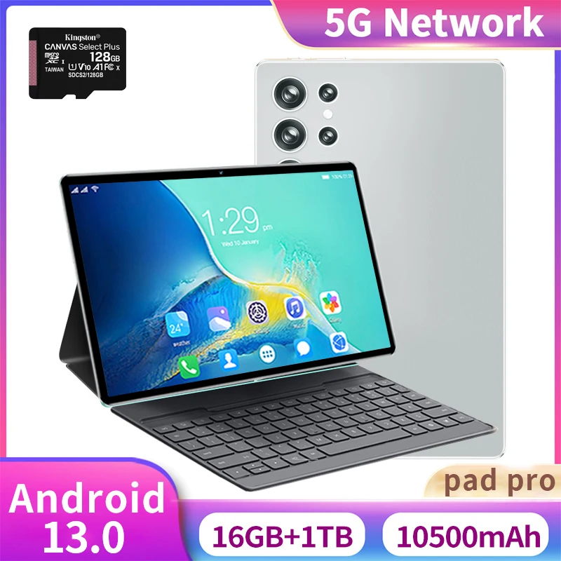 

Android 13.0 Tablet 10.11 12", 16GB RAM, 1TB ROM, Wi-Fi, Google Play, GPS Dual SIM, Calling With Keyboard, Global Edition