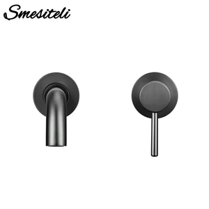 Смеситель с одной ручкой, настенный кран для раковины, кран для горячей и холодной воды для ванной, оптовая продажа, черный, белый, розовое золото