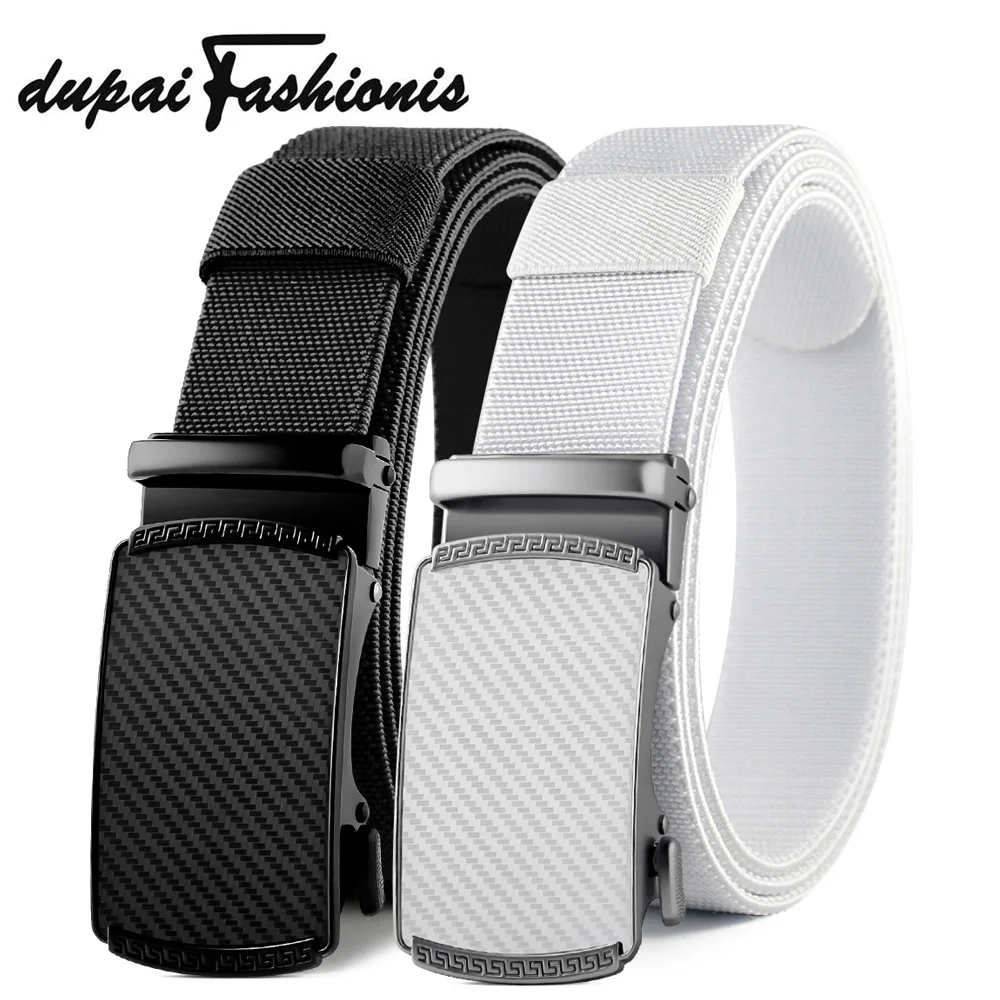 DUPAI FASHIONIS Men's Elastic Belt Plastic Quick Release Nylon Buckle Men Stretch Belt Outdoor Sports