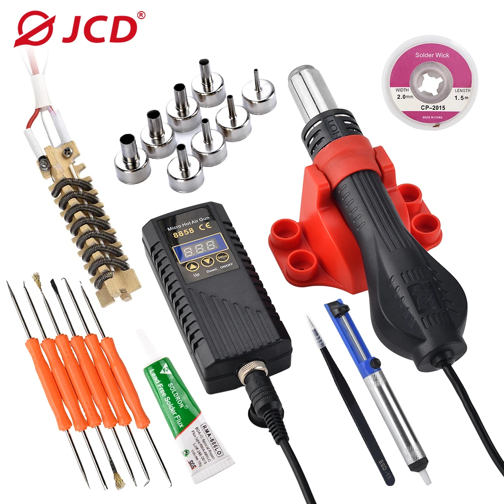

JCD 700W Hot Air Gun Micro Soldering Rework Station 110V 220V LED Digital Hair Dryer for Heat Gun Welding Repair Tools 8858A
