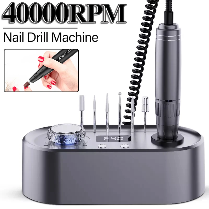 40000RPM Portable Electric Nail Drill Manicure Machine For Acrylic Gel Polish Nails Sander Professional Nail Art Salon Equipment