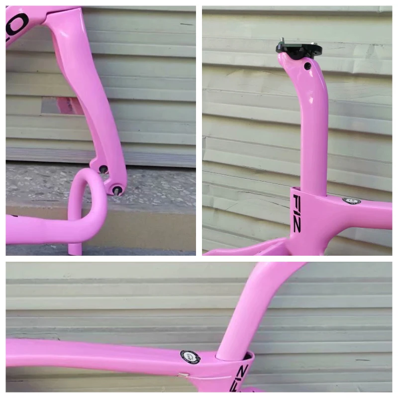 

F12 Taiwan 2023 T1100 Carbon Road Frame Bicycle Frameset + F12 Handlebar BB68 Bike Pink Colors