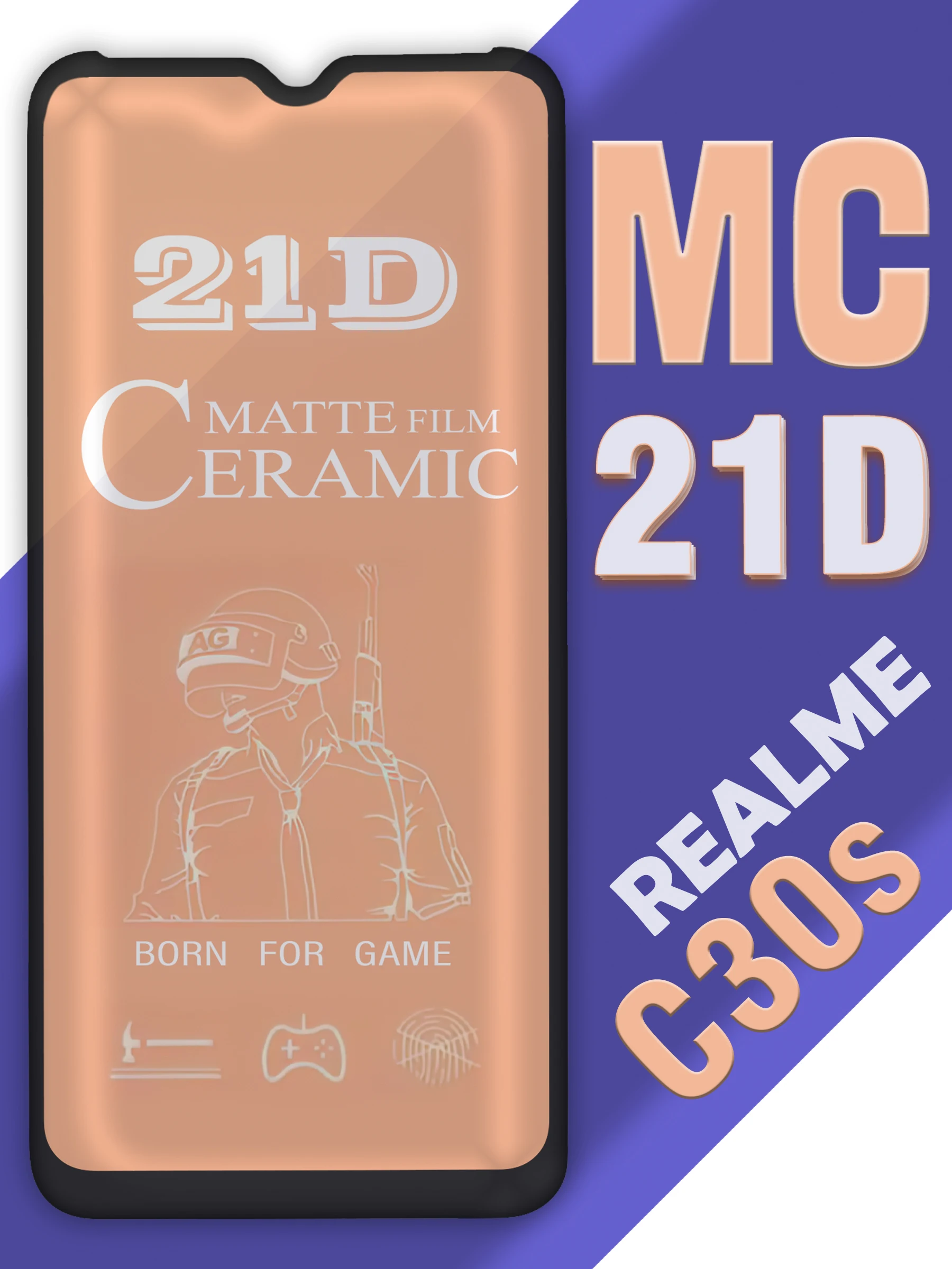 Фото Защитное стекло для Realme C30s / 9D на весь экран №2