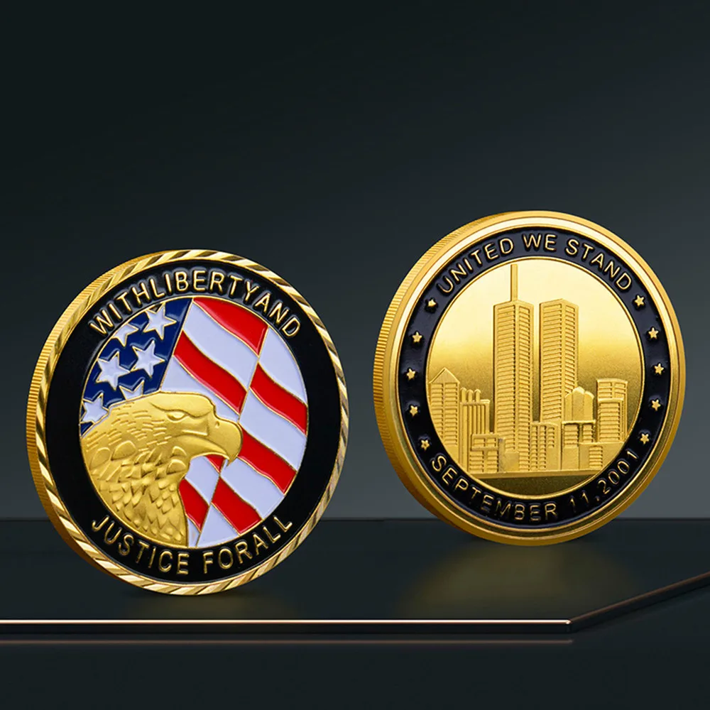 

United States of America World Trade Centre September 9/11 Commemorative 'UWS' United we stand 24kt Liberty Challenge Medal Coin