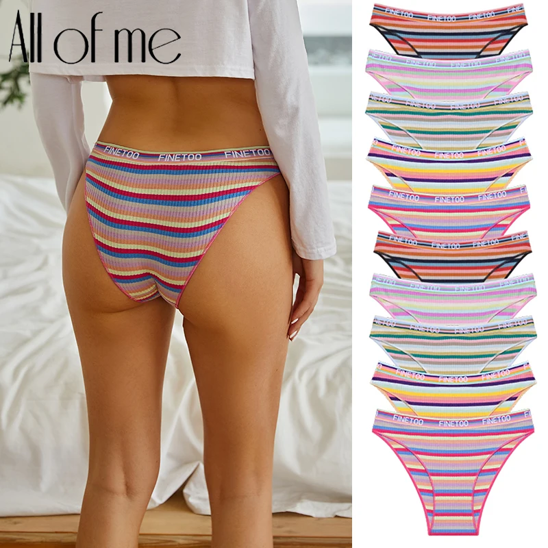 

Cotton Panties Briefs for Women Sexy Low-Rise Striped Underwear S~XL Seamless Underpants Pantys Colorful Female Lingerie