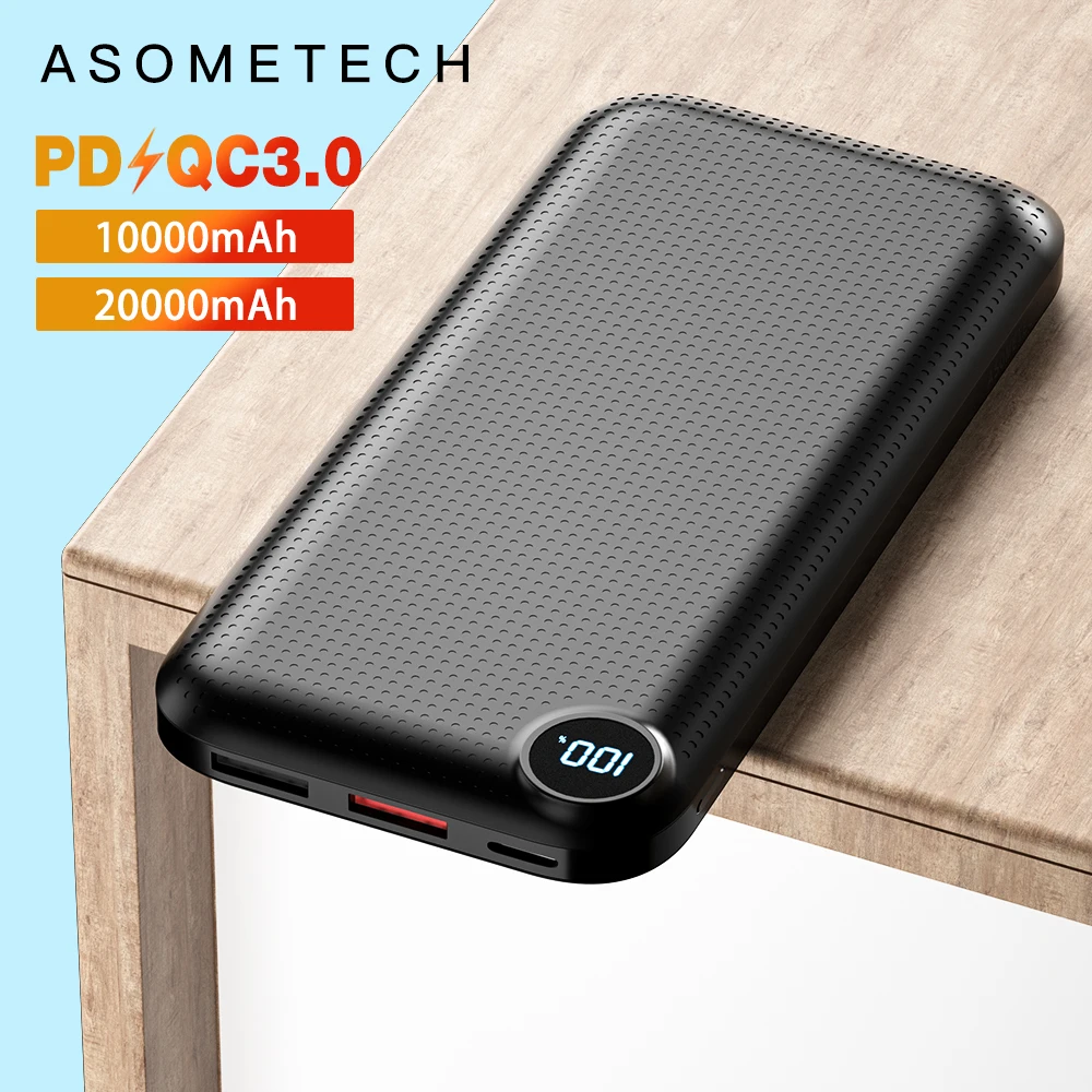 Портативное зарядное устройство Power Bank 10000 мАч 20000 внешний аккумулятор LED QC3.0 PD Fast