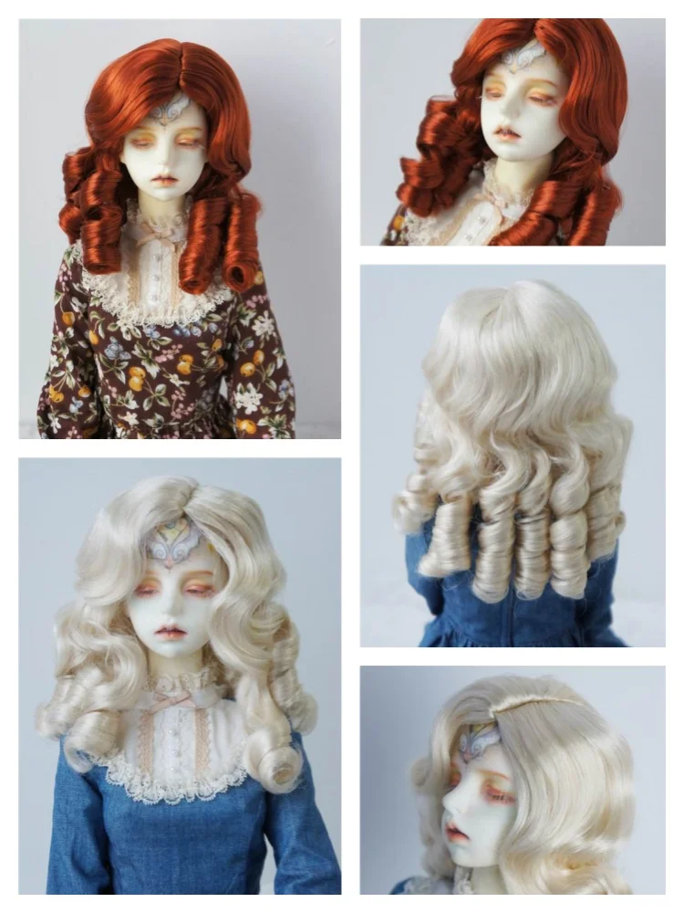 Фото JD324 1/3 Pretty BJD синтетический мохеровый парик для SD вьющихся волос для размера 8-9 дюймов окружность головы 20,5-23 см аксессуары для кукол №2