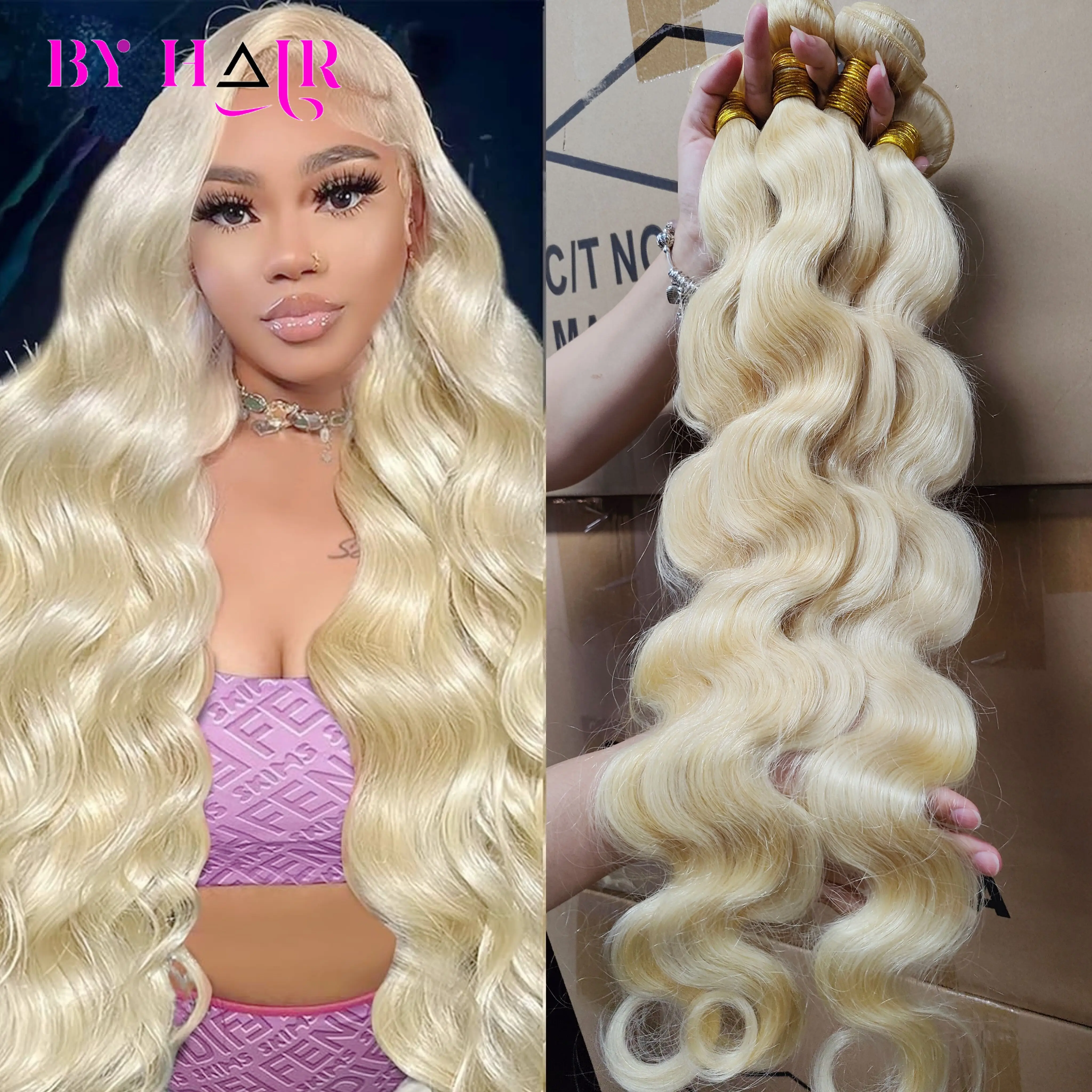 Color Blonde 613 Human Hair Bundles Peruvian Hair Honey Blonde Body Wave Bundles Raw Hair Bundles 100% Human Hair Extensions