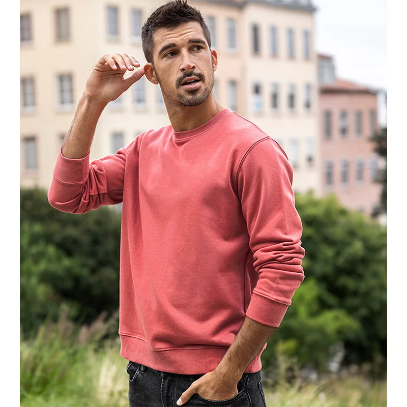 

Новые осенние модные повседневные толстовки для мужчин, хлопковый свитшот с круглым вырезом, базовая однотонная Высококачественная улична...
