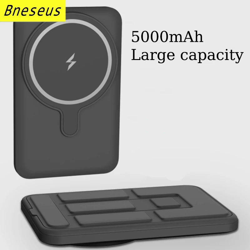 22.5W Magnetic Wireless Power Bank With Bracket External Auxiliary Battery Pack For iPhone 12 13 14 Charger Macsafe Powerbank