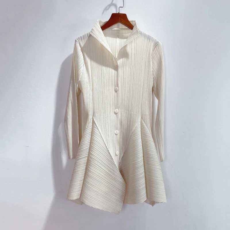 

Woman Pleated Blouse Bud Design Single Breasted Lapel Shirts Korean Style Casual Elegant 2022 New Autumn Women Dress