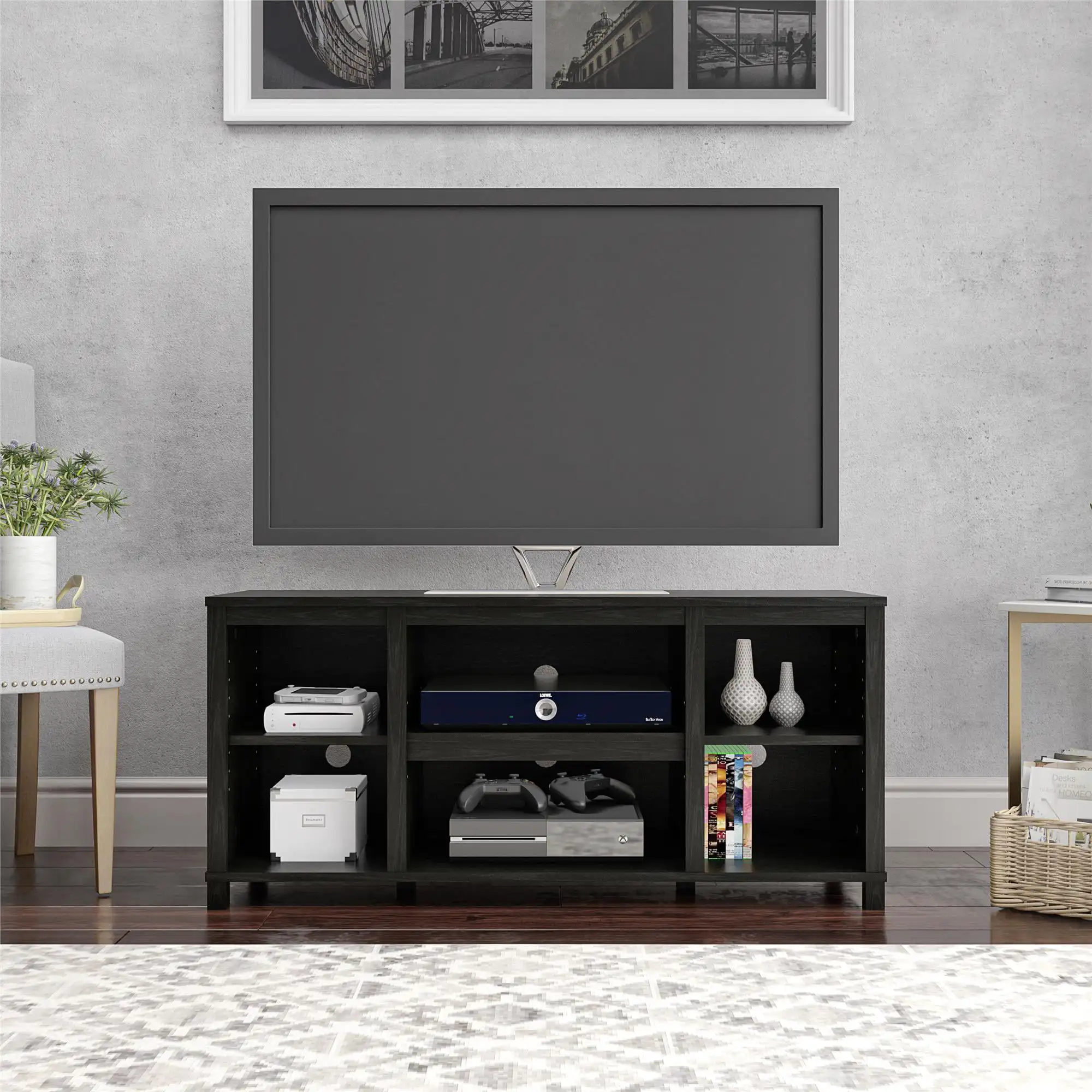 TV Stand for TVs up to 50, Black Oak