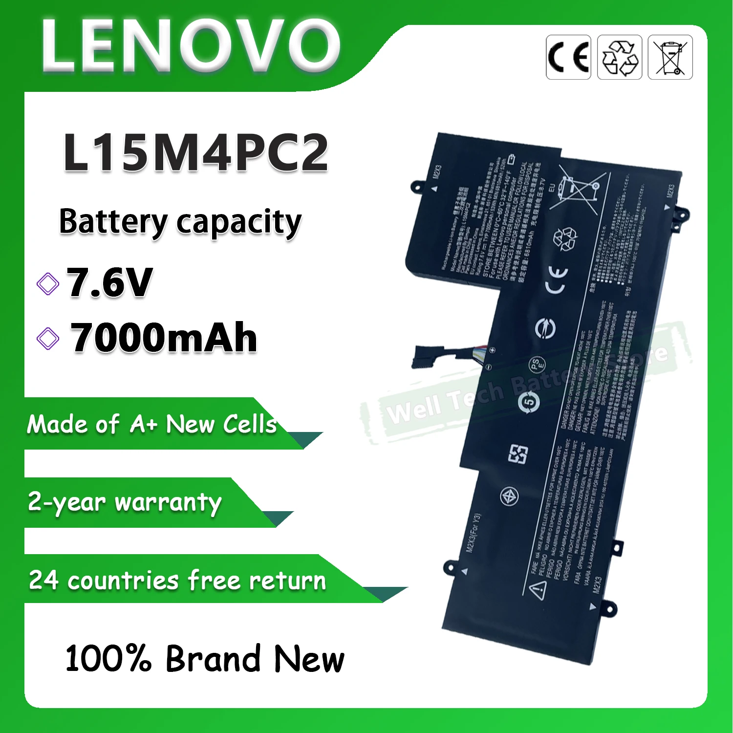 4CELLS L15M4PC2 L15L4PC2 Аккумулятор для ноутбука Yoga 710-14IKB 710-14ISK