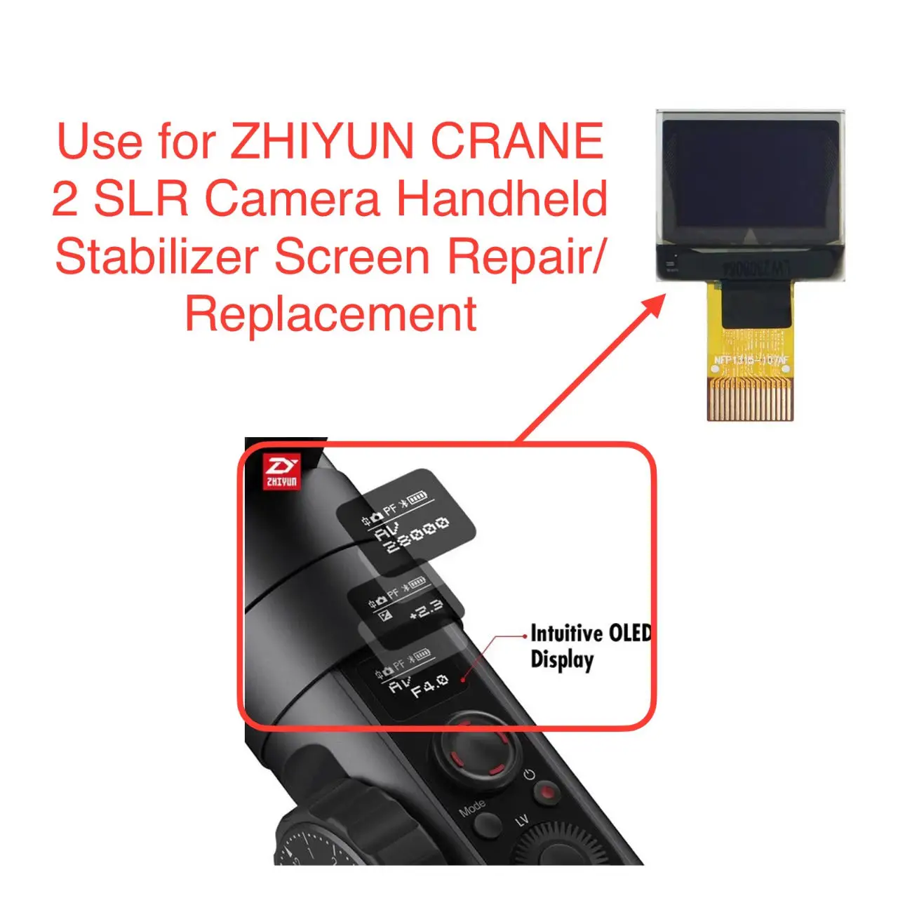 Фото Новый оригинальный ZHIYUN CRANE 2, ручной стабилизатор для зеркальной камеры, экран Oled, ЖК-дисплей, ремонт/замена №1
