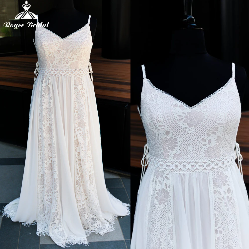 

Vestido Novia Spaghetti Strap Chiffon Wedding Dresses 2022 Ivory Floor-Length A-Line Button Back Sweep Train Bridal Gowns Summer