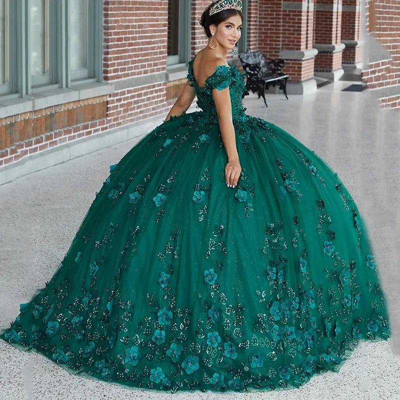 

Flower Vestidos De 15 Años Quinceañeras 2023 Ball Gowns Quinceanera Dresses Beaded Luxury Birthday Rhinestones فساتين Women