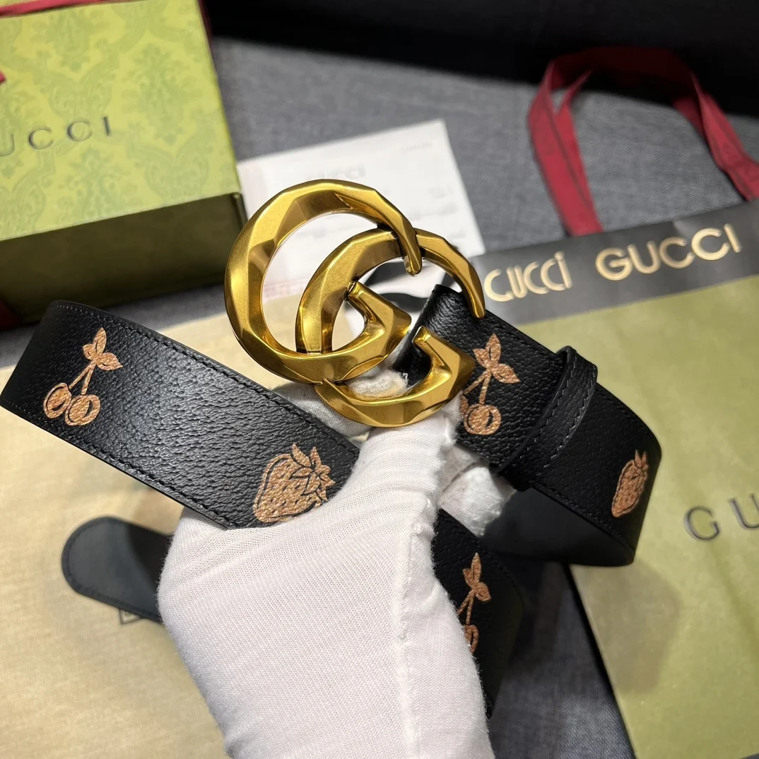 ln Стиль Ремень Gucci Новый GG Marmont Коллекция Двойной G Пряжка Классический Кожаный