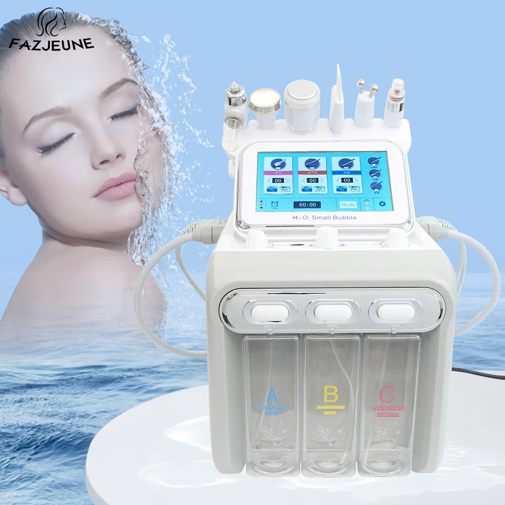 New 6In1 Hydrogen Oxygen Small Bubble Machine Deep Cleansing RF Lifting Beauty Instrument Skin Scrubber Facial Spa For Salon Use