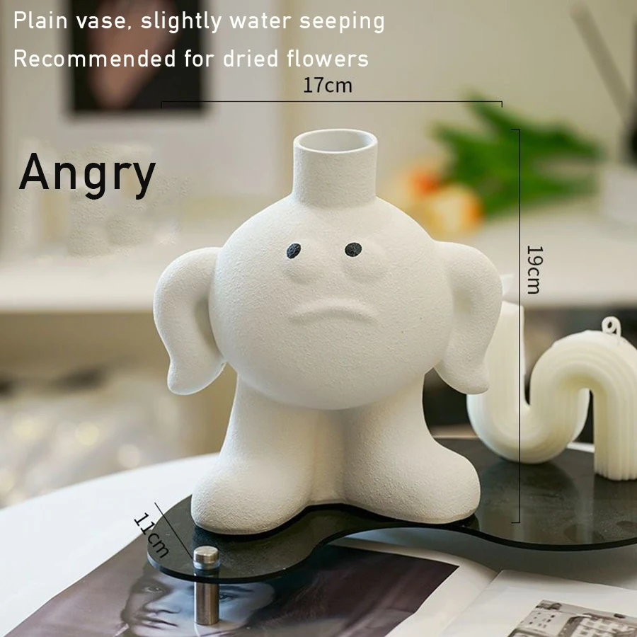 Креативная керамическая ваза для цветов милая трубчатая Emoji Kawaii украшение