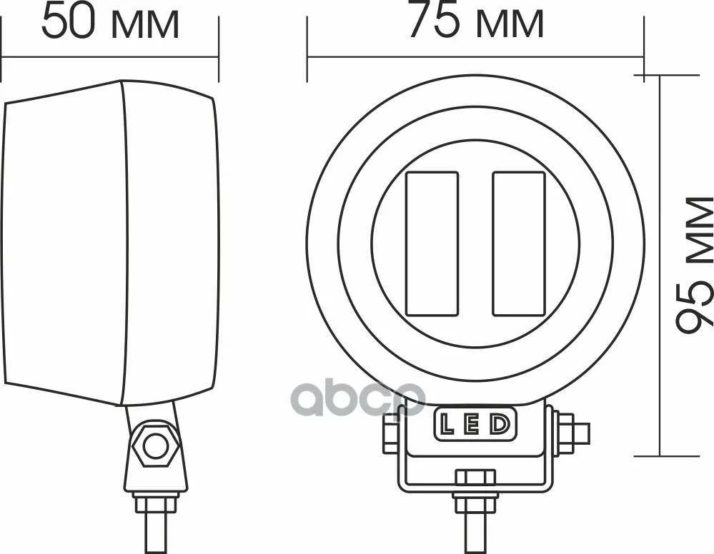 Фара Светодиодная Wl-510 Вымпел (Неон. Обод, Кв., 2led, 20w) ВЫМПЕЛ арт. 5250