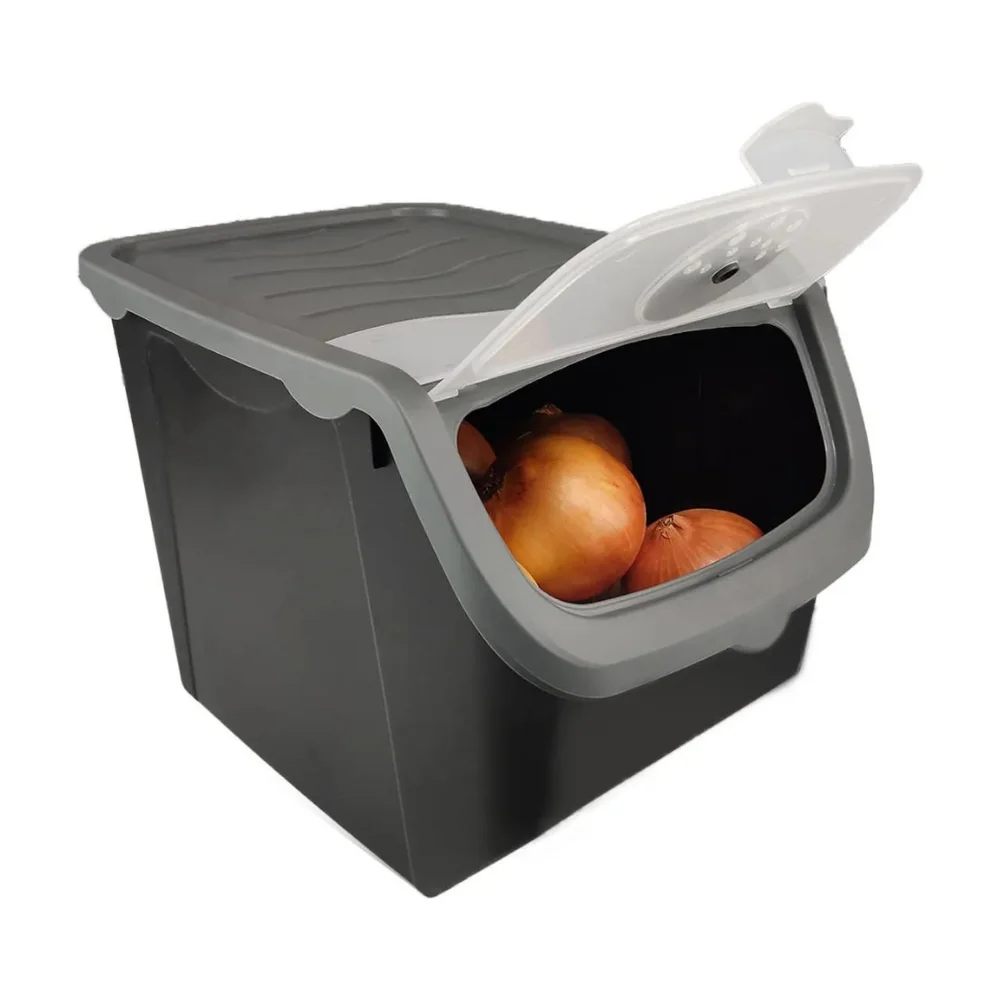 2 контейнера для хранения лука и картофеля 12 литров серый контейнер пищевой