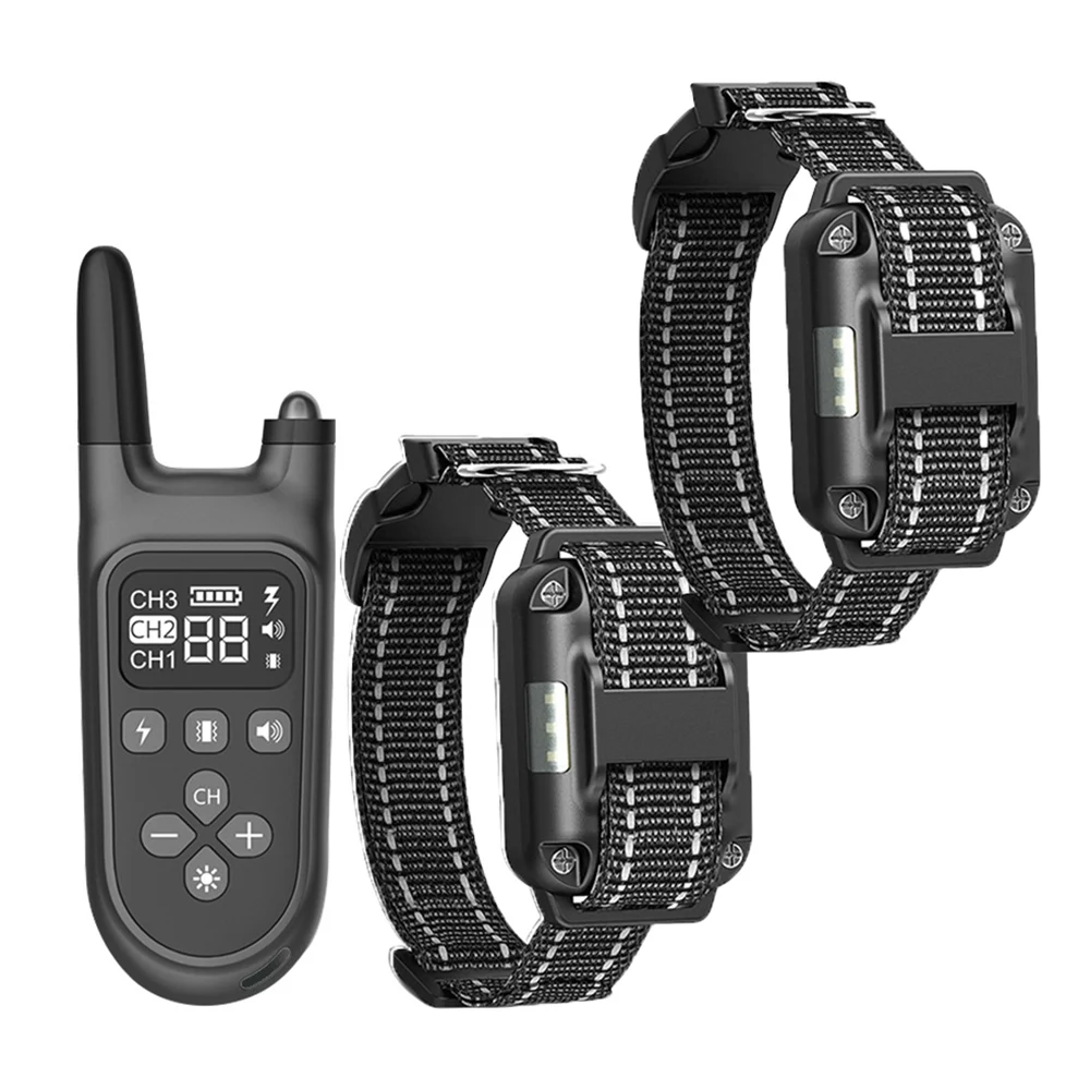 

For 2 Dogs 800 Yards Remote Training With Shock, Vibration, Sound And Flashlight Mode Collar