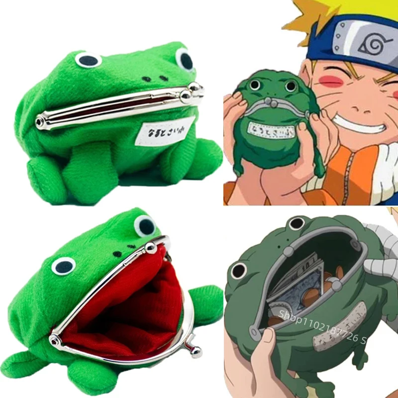 

Кошелек Bandai Naruto лягушка, симпатичный плюшевый брелок, мультяшная фигурка для косплея, женская сумка, аксессуары, подарок