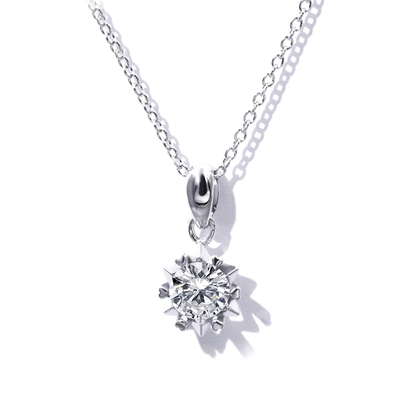 

Tianyu Gems 1ct Solitaire Diamond 925 Silver Pendant without Necklace Chain Women Round Brilliant Fire 6.5mm Moissanite Pendants