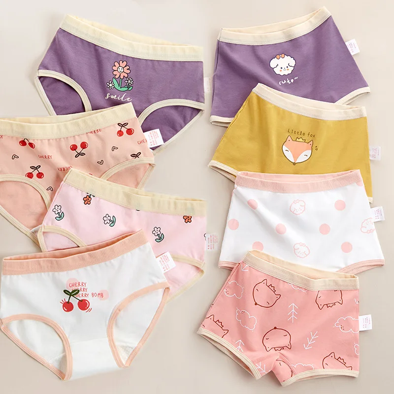 

4 Pcs/lot Young girls Panties Children Girls Underwear Kid Boxer Briefs Child Soft High Quality Soft Cotton Girls Panties