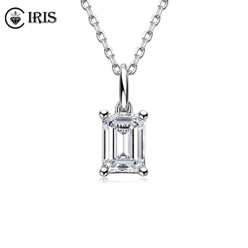 

Luxury Certified 1 Carat Moissanite Diamond Classic Square Pendant Necklace Women 925 Sterling Silver Chain Wedding Jewelry