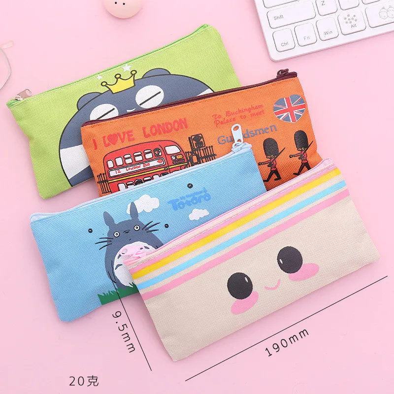 

Student Pencil Bag Canvas School pen Case for Girl Cartoon Pen Case Pen Bag Portable Pen Pencil Pouch Bag School Office Supply