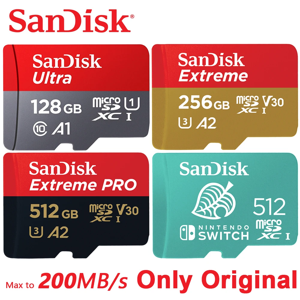 

Original newest SanDisk Micro SD memory Card C10 U1 U3 4K HD Trans Flash Cards for Camera GoPro DJI Nintendo Switch microSD Card