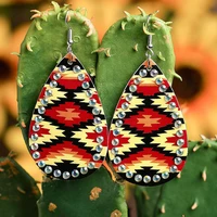 3d color pattern leather drop earrings for women charm teardrop shaped earring jewelry gifts boucle oreille femme pendientes