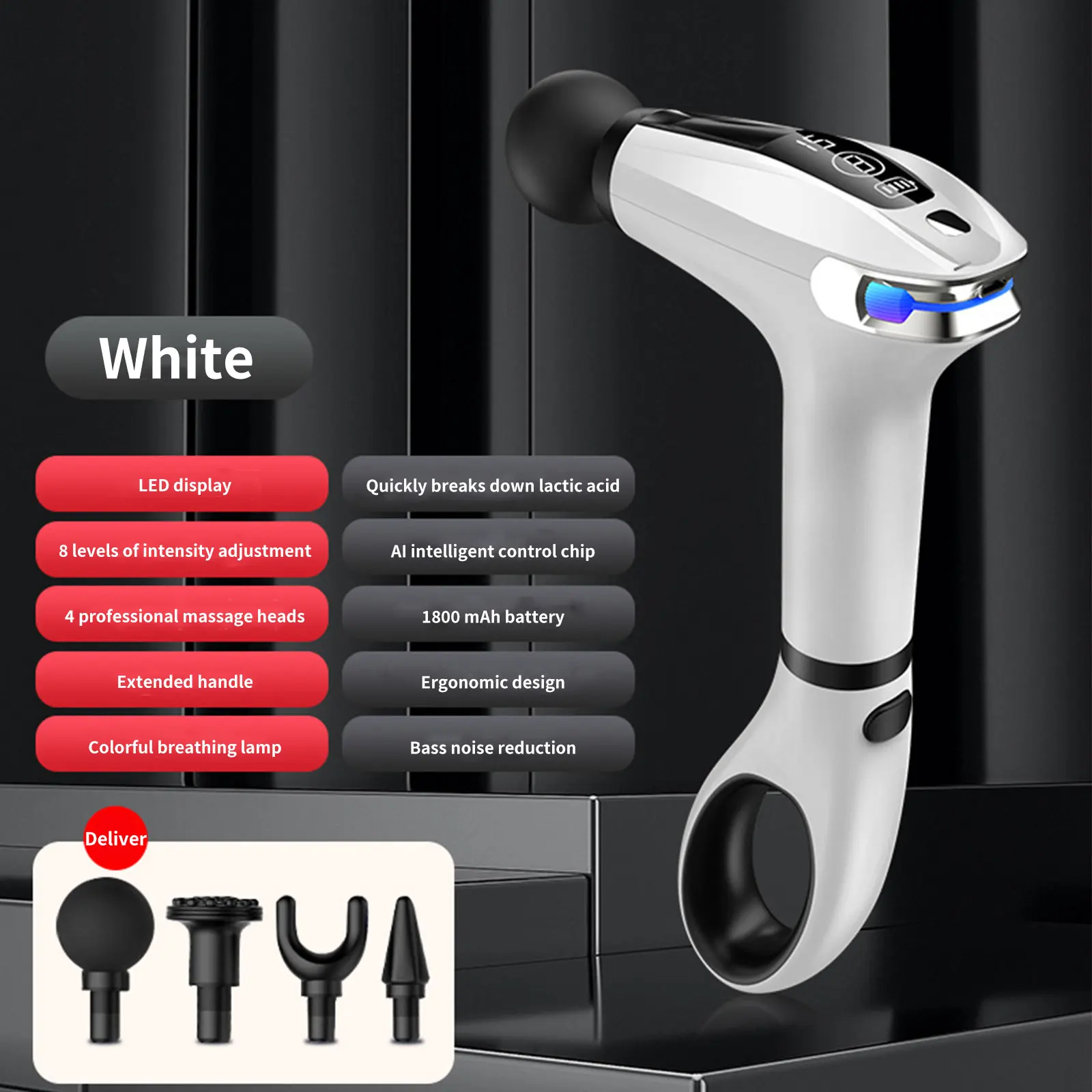 Мощный ударный массажер с удлиненной эргономичной ручкой