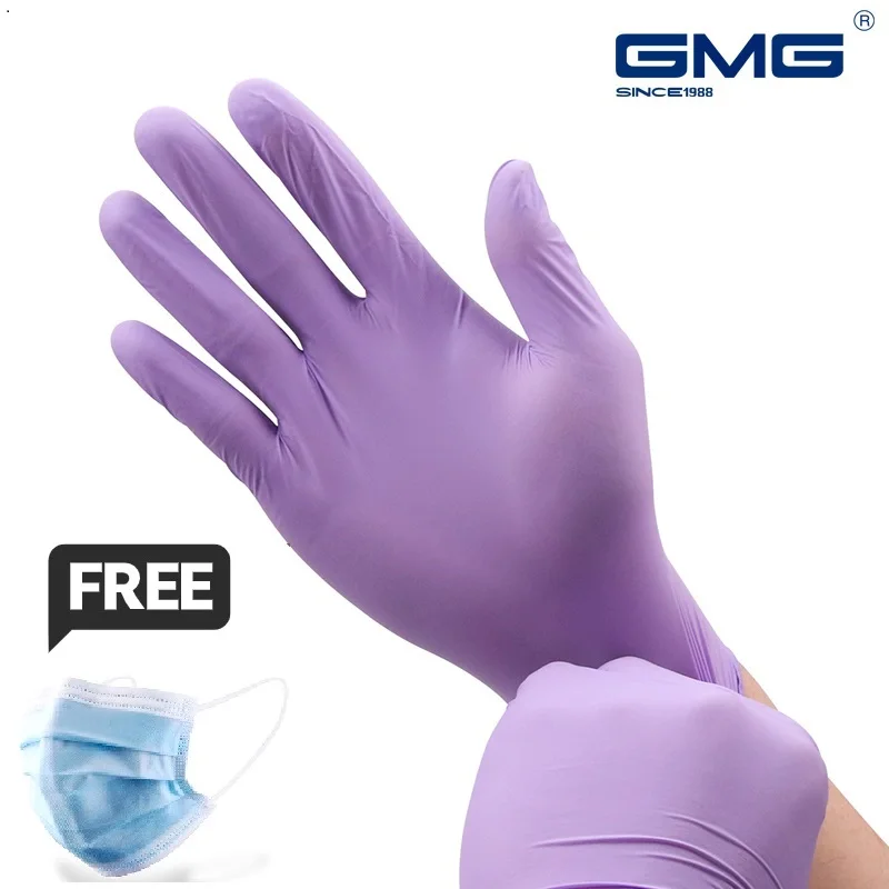 Disposable Nitrile Gloves 100 Pcs Purple GMG Waterproof Non-Slip Oil Resistant Household Dishwash Kitchen Nitrile Gloves