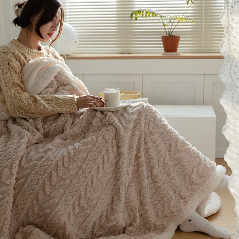 

Winter Lamb Fleece Blankets and Throws Adult Thick Warm winter Blankets Home Super Soft luxury solid Warm Blankets
