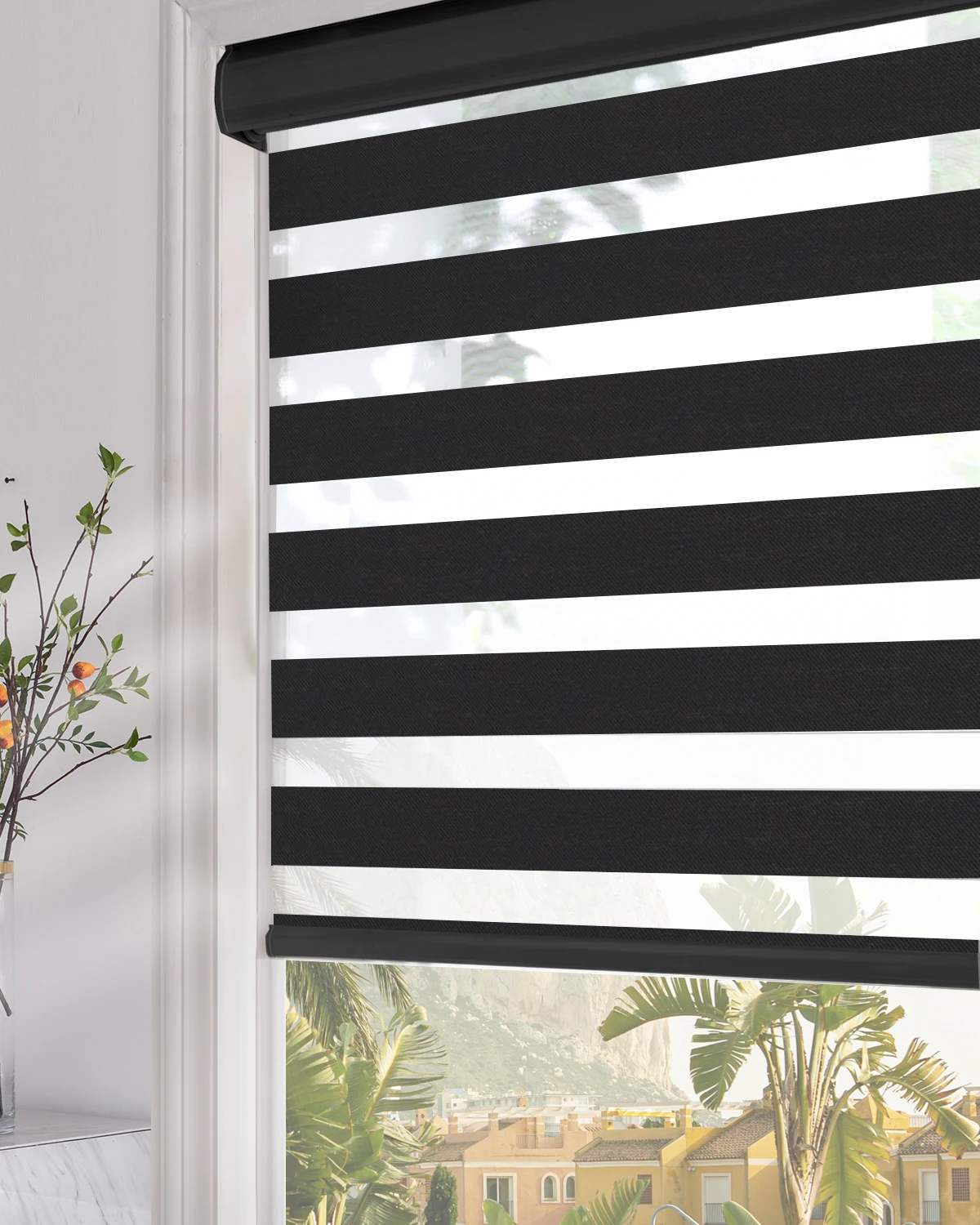

Persilux custom size black zebra blinds, blinds for home, office, living room