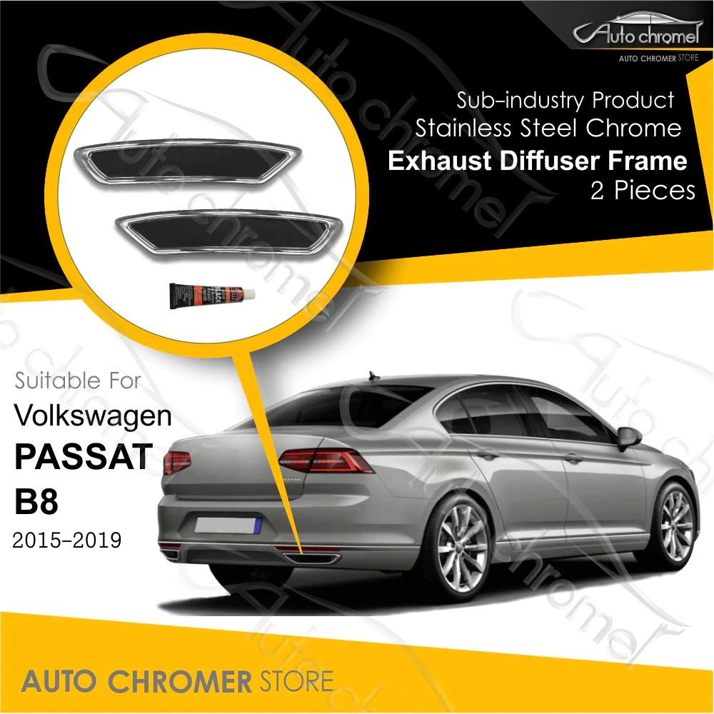 

For VW Passat B8 Chrome Exhaust Diffuser Frame 2015-2019 Stainless Steel Car Accessories Rear R-Line Tuning Highline TSU FSU TDI